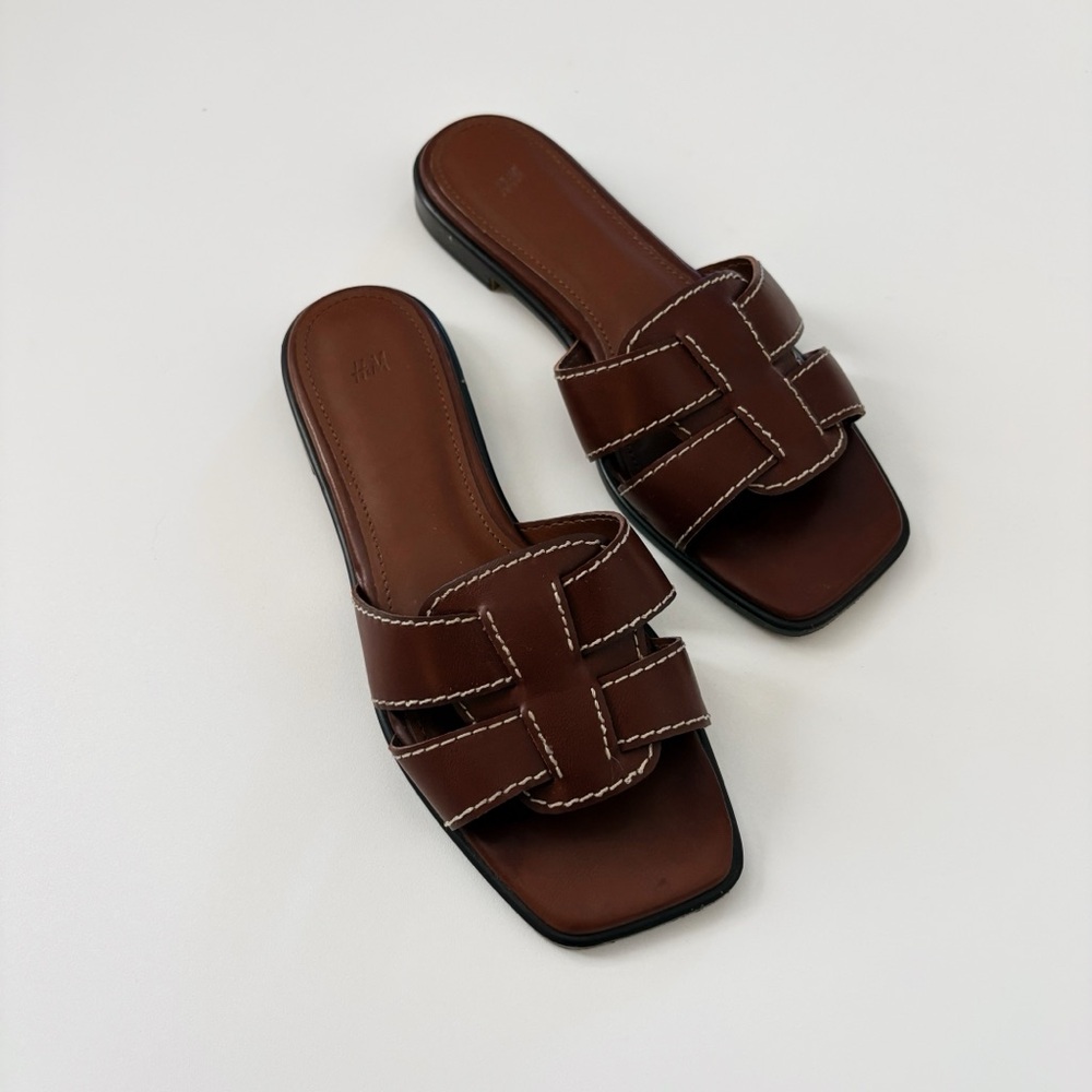 H&M Brown Vegan Leather Sandals Size 6 - Picture 3 of 6